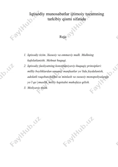iqtisodiy munosabatlar ijtimoiy tuzumning tarkibiy qismi sifatida — DOC
