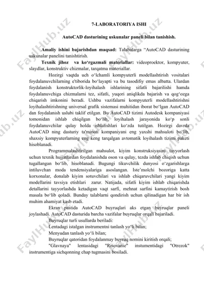 autocad dasturining uskunalar paneli — DOCX