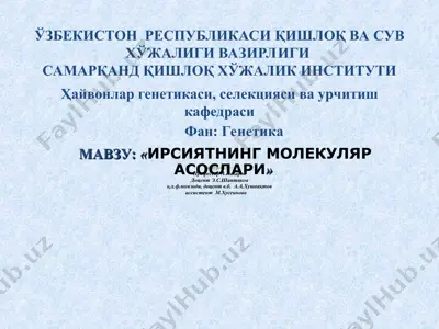 ирсиятнинг молекулярасослари — PPT