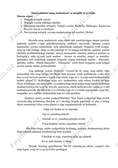 sharq olimlari nutq madaniyati va notqilik to‘g‘risida — DOCX