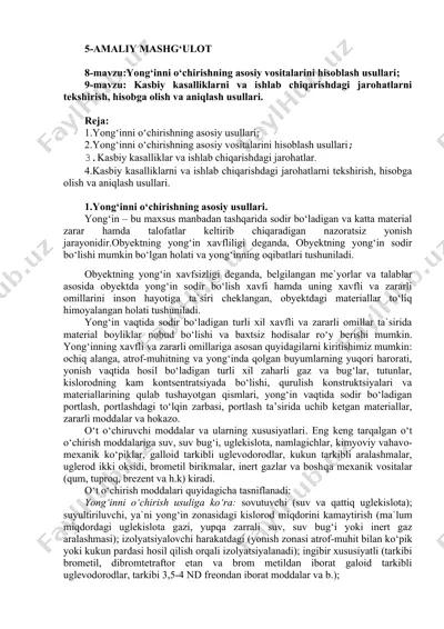 kasbiy kasalliklarni va ishlab chiqarishdagi jarohatlarni tekshirish, hisobga olish va aniqlash usullari — DOCX