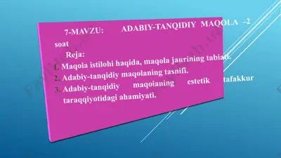adabiy-tanqidiy maqolalar — PPTX