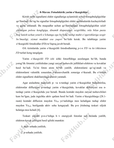 yarim o‘tkazgichli fotodiodlar (fd) — DOC