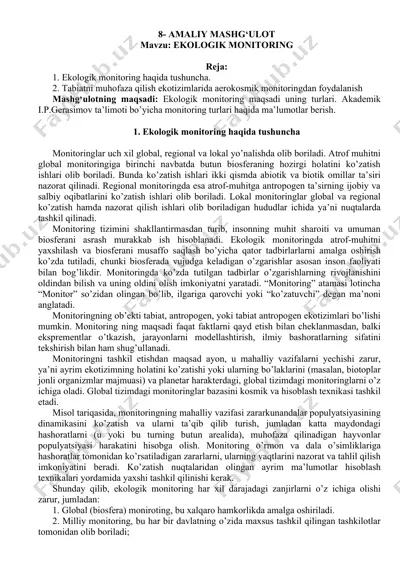 ekologik monitoring — DOCX