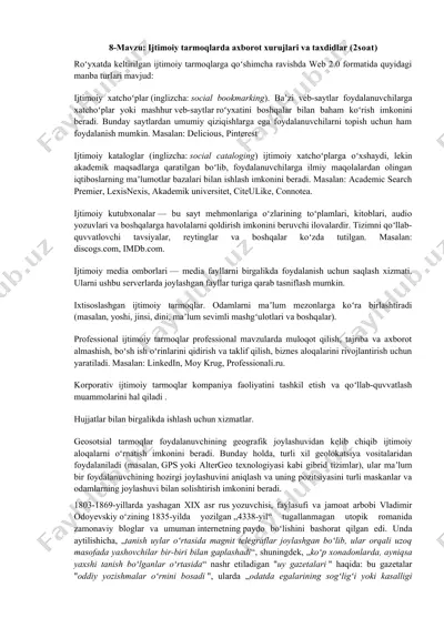 ijtimoiy tarmoqlarda axborot xurujlari va taxdidlar — DOCX