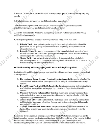 korrupsiyaga qarshi kurashishning huquqiy asoslari — DOCX