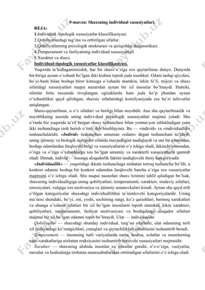 shaxsning individual xususiyatlari — DOCX