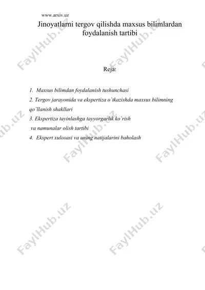jinoyatlarni tergov qilishda maxsus bilimlardan foydalanish tartibi — DOC
