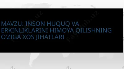 inson huquq va erkinliklarini himoya qilishning o‘ziga xos jihatlari — PPTX