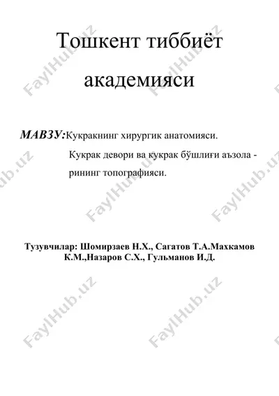 kukrakning xirurgik anatomiyasi — DOC