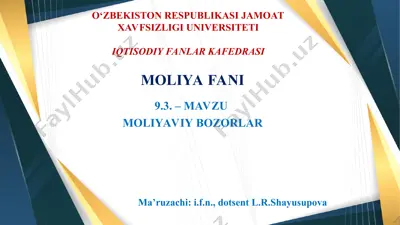 moliyaviy bozorlar — PPT