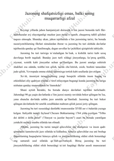 jazoning shafqatsizligi emas, balki uning muqarrarligi afzal — DOC