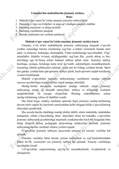 umumiy jismoniy tarbiya kursi — DOCX