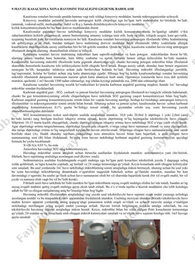 kasalxona xonalari havosini tozaligini gigienik baholash — DOCX