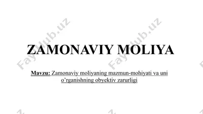 zamonaviy moliya — PPTX