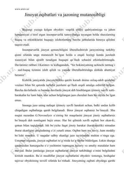 jinoyat oqibatlari va jazoning mutanosibligi — DOC