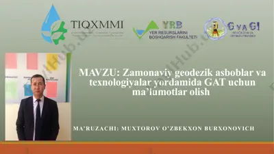 geodezik saboq "zamonaviy geodezik asboblar va texnologiyalar yordamida gat uchun ma'lumotlar olish" — PPTX