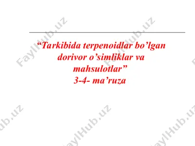 aromatik monoterpenlar bo’lgan o’simliklar va efir moylari — PPT