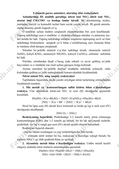 anionlar va ularning sifat reaksiyalari — DOCX