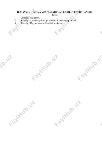 himoya vositalari va ulardan foydalanish — DOCX