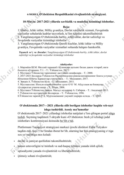 oʻzbekiston respublikasini rivojlantirish strategiyasi — DOCX