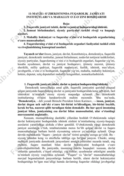 fuqarolik jamiyati institutlari va mahalliy o'z-o'zini boshqarish — DOCX