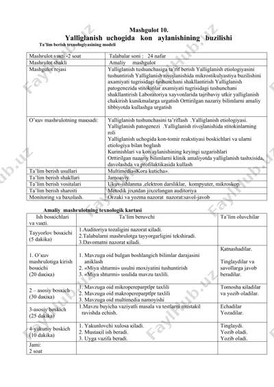 yalliglanish uchogida kon aylanishining buzilishi — DOCX