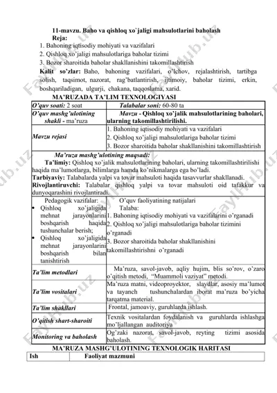 qishloq xo’jaligi mahsulotlarini baholash — DOCX