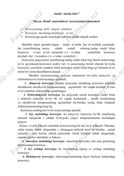 korroziyadan himoyalanish texnologiyalari — DOCX