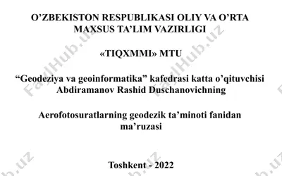 aerofotosuratlar geodezik muayyanoti — PPTX