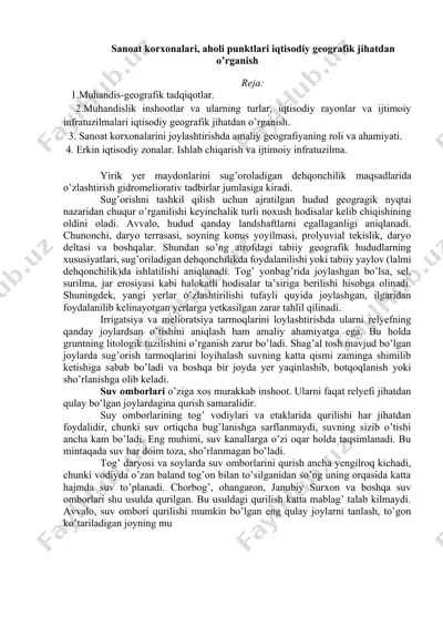 geografik tadqiqotlar asosida muhandislik inshootlari — DOCX