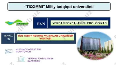 "yerdan foydalanish ekologiyasi" — PPT