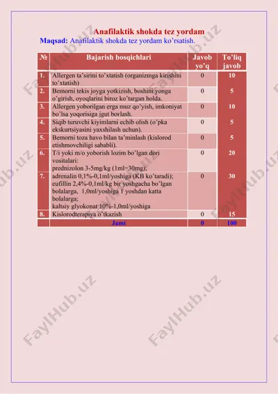 anafilaktik shokda tez yordam — DOCX