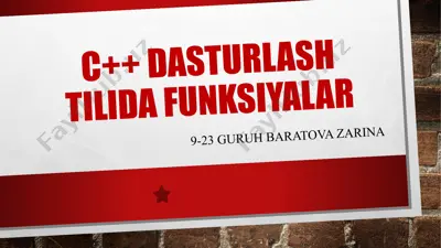 c++ dasturlash tilida funksiyalar — PPTX