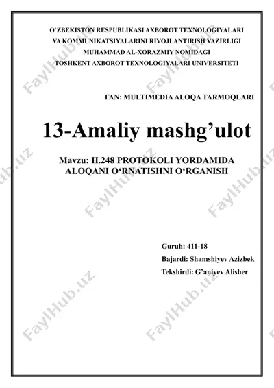 h.248 protokoli yordamida aloqani o‘rnatishni o‘rganish — DOC