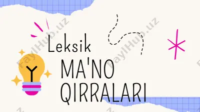 leksik ma'no qirralari — PPTX