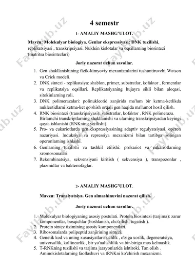 molekulyar biologiya — DOCX