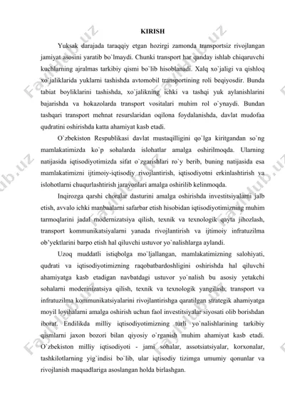 transport va uning roli — DOCX