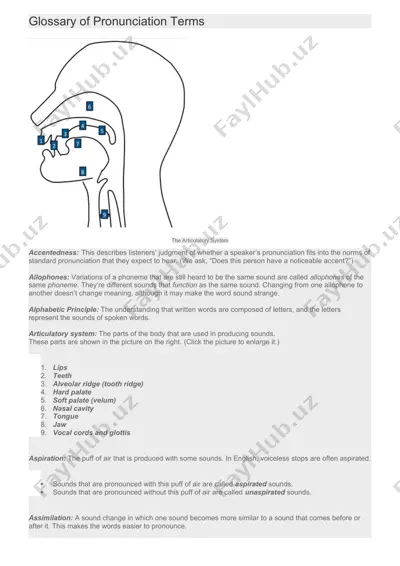 pronunciation terms glossary — DOCX