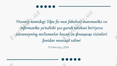 mysql mbbt imkoniyatilari — PPTX