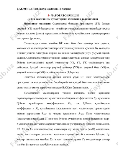 kuchaytirgich kaskadlarini ta'zimlash laboratoriyasi — DOCX