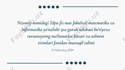 mysql mbbt imkoniyatilari — PPTX