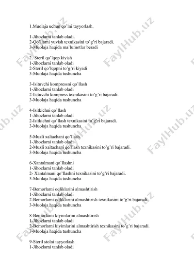 muolaja uchun qo’lni tayyorlash — DOC