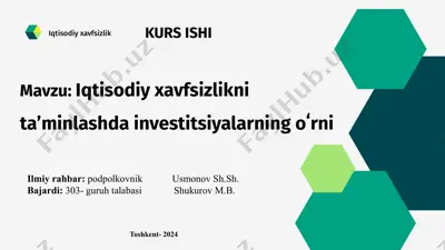 iqtisodiy xavfsizlikni ta’minlashda investitsiyalarining o‘rni — PPTX