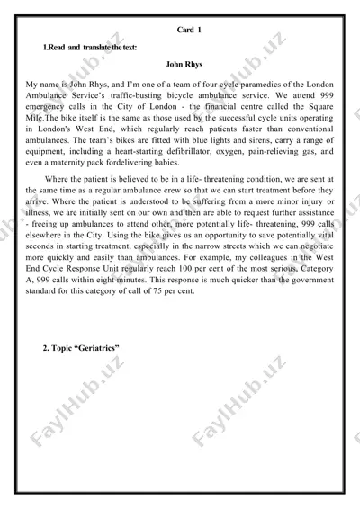 cycle paramedic service — DOCX