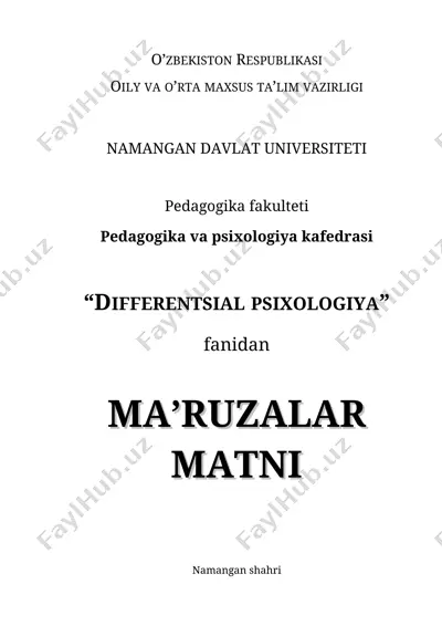 "differentsial psixologiya" — DOC