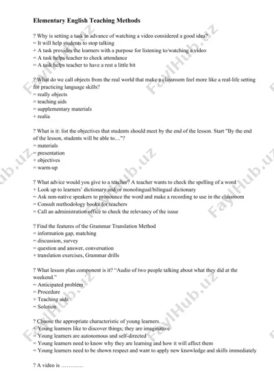 elementary english teaching methods — DOCX