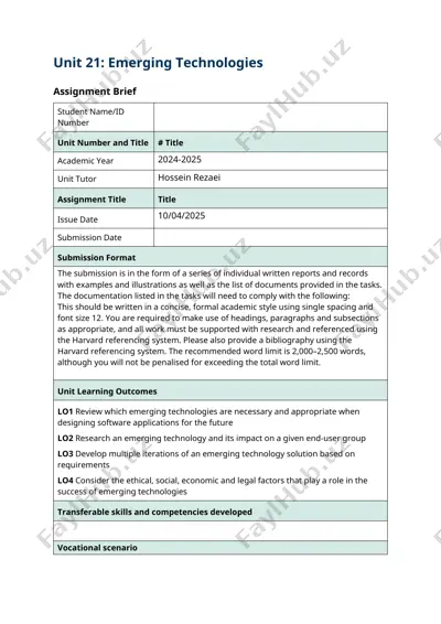 emerging technologies assignment brief — DOCX