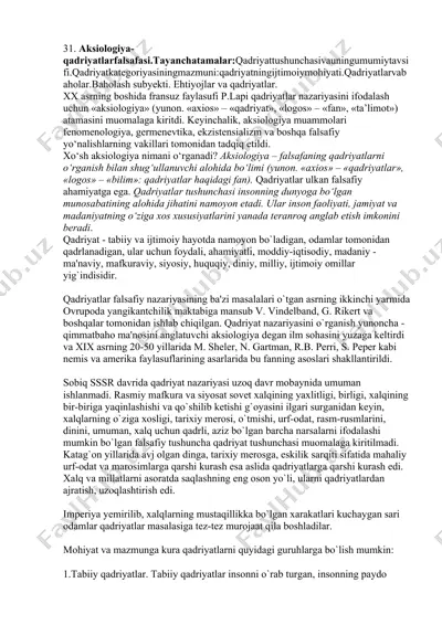 aksiologiya-qadriyatlar falsafasi — DOCX