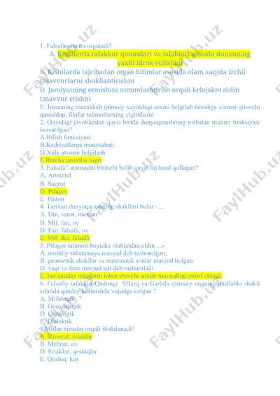 falsafiy tafakkur — DOCX